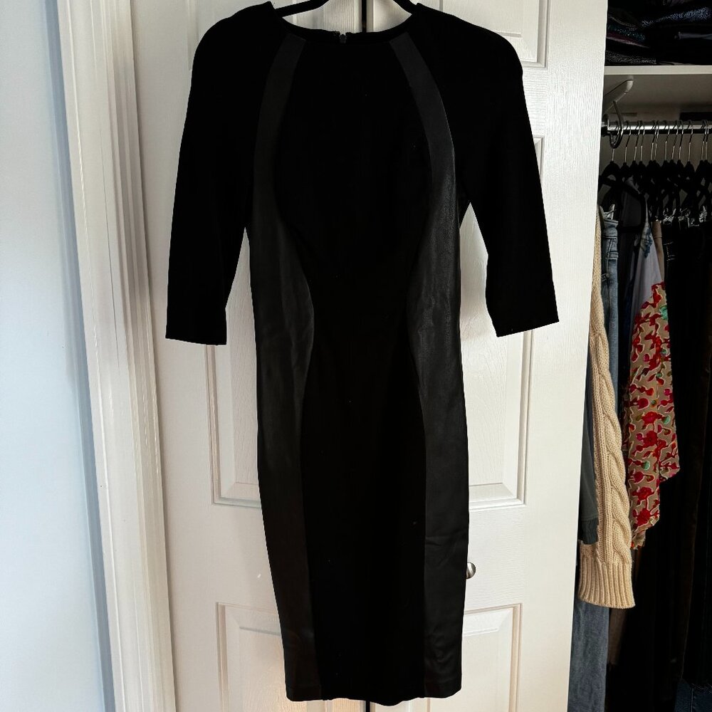 Eva Longoria by The Limited Black Knit & Faux Leather Dress in Size XS